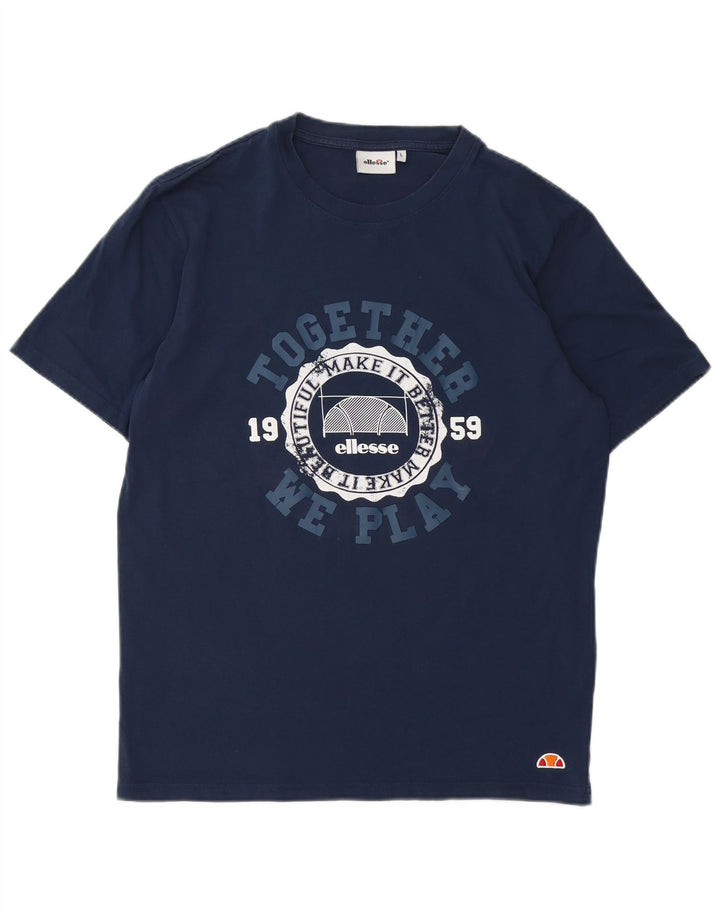 Ellesse Herren-T-Shirt mit Grafik, groß, marineblau, Baumwolle