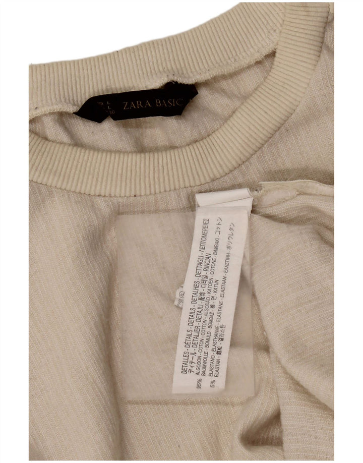 Zara Damen Sweatshirt-Pullover UK 16 Large Off White Cotton