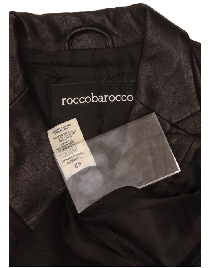 ROCCOBAROCCO Damen 2-Knopf-Blazerjacke IT 42 Mittelschwarzes Leder