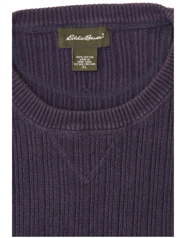 EDDIE BAUER Herren-Pullover mit Rundhalsausschnitt, XL, marineblaue Baumwolle