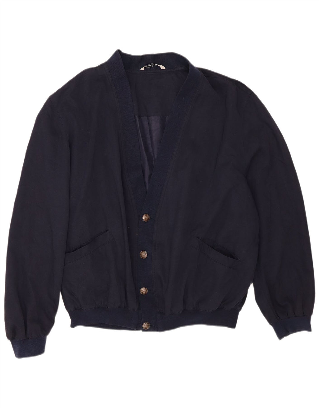 Vintage Herren Bomberjacke UK 40 Große marineblaue Seide