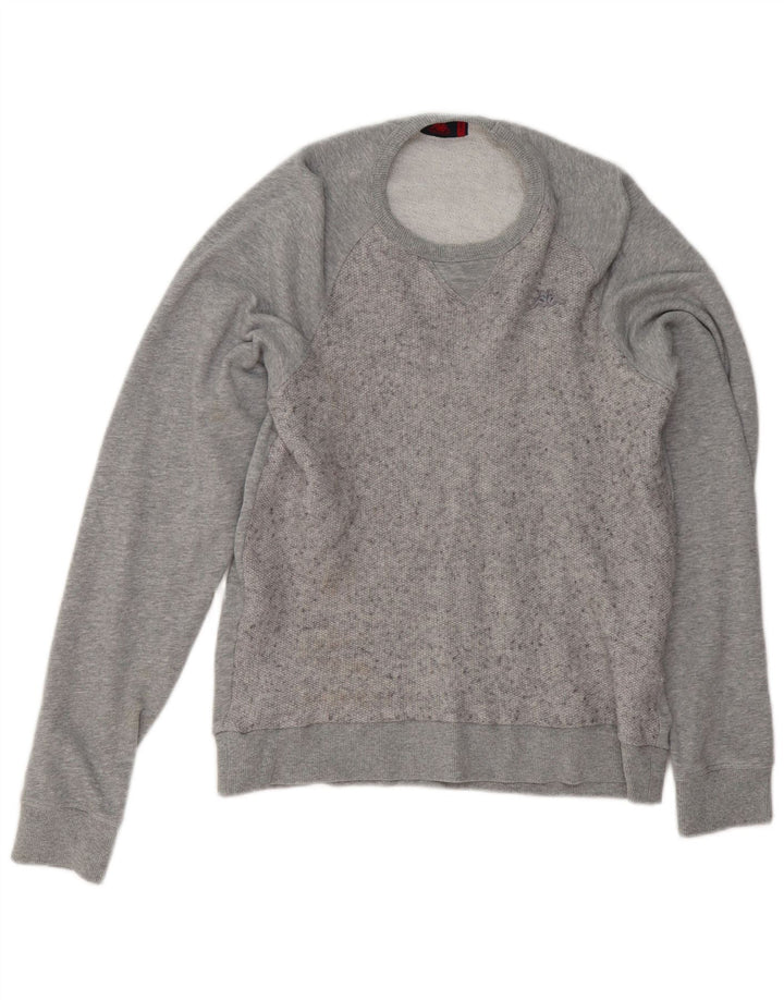 Kappa Herren-Sweatshirt-Pullover, groß, grau gefleckte Baumwolle