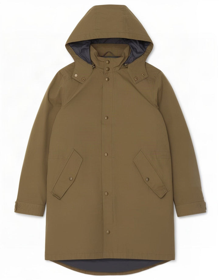 Massimo Dutti Herren-Parka mit Kapuze, Größe 40, Khaki