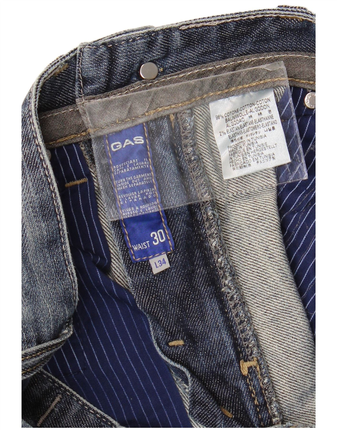 GAS Herren Straight Jeans W30 L30 Blaue Baumwolle