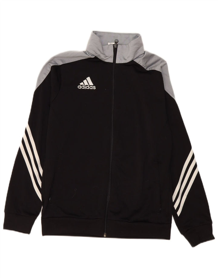 Adidas Jungen-Trainingsanzug, Top-Jacke, 13–14 Jahre, XL, schwarzes Farbblock-Polyester