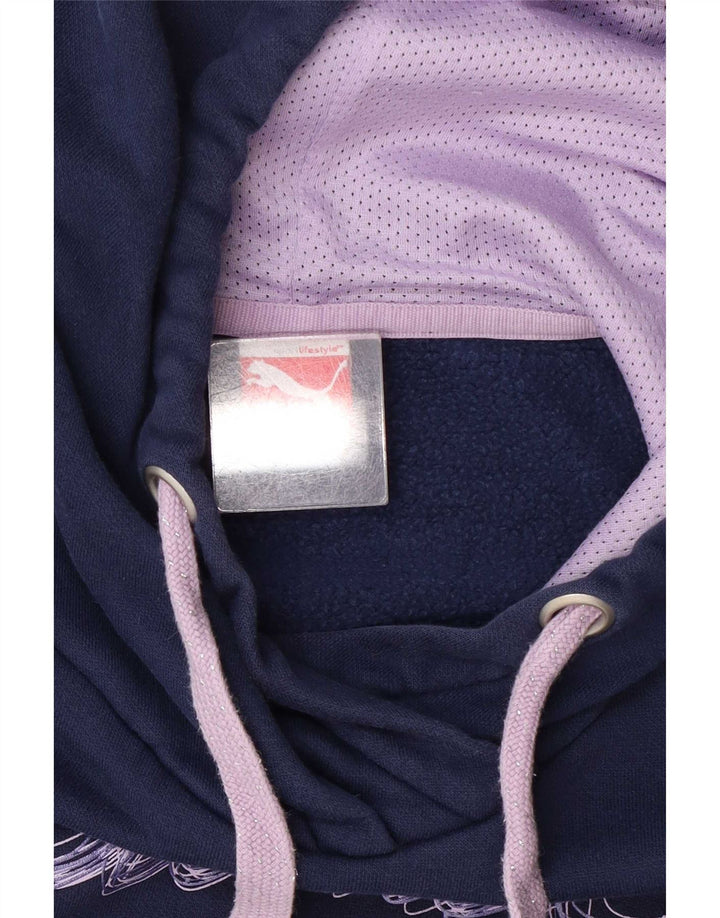 Puma Damen Graphic Hoodie Pullover UK 12 Medium Marineblau