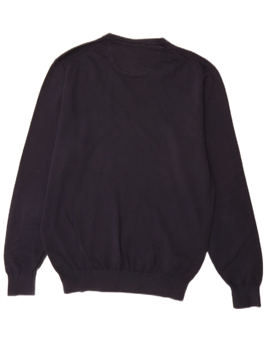 Zara Herren-Pullover mit V-Ausschnitt, mittelmarineblaue Baumwolle