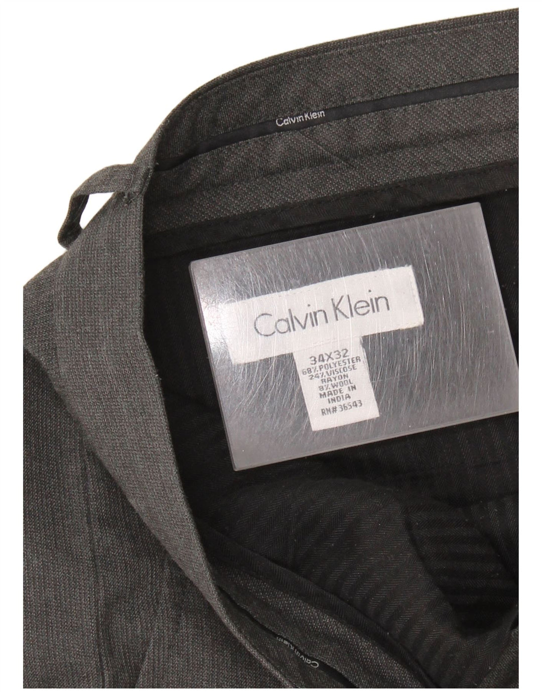 CALVIN KLEIN Gerade Herren-Anzughose W34 L32 Graues Polyester