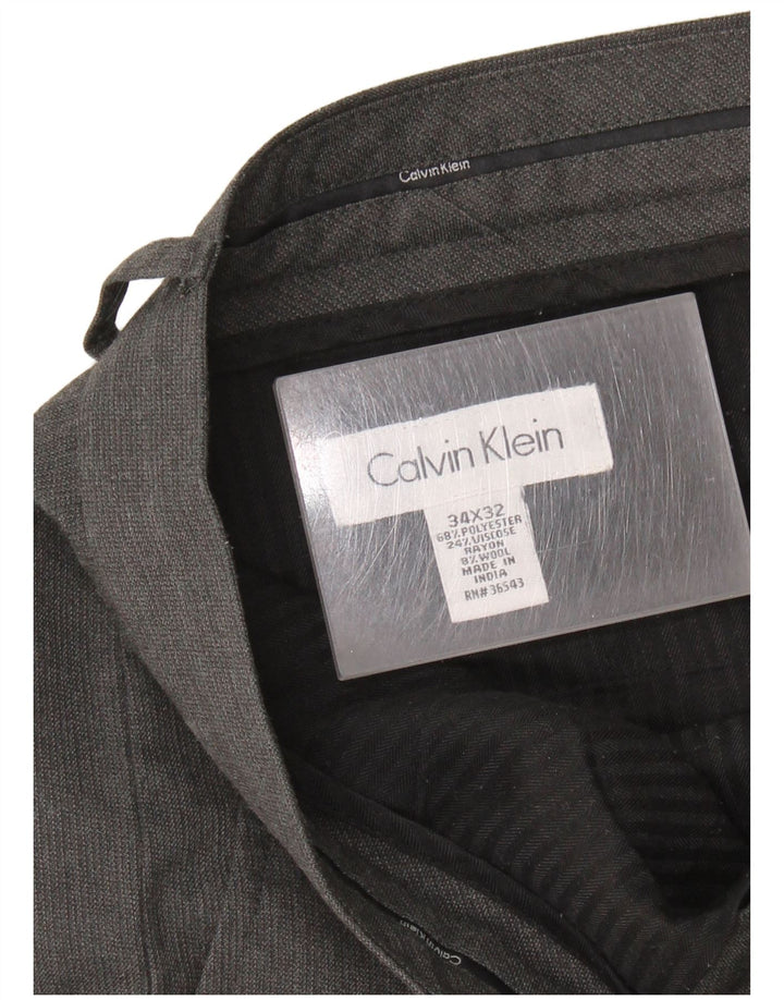 CALVIN KLEIN Gerade Herren-Anzughose W34 L32 Graues Polyester