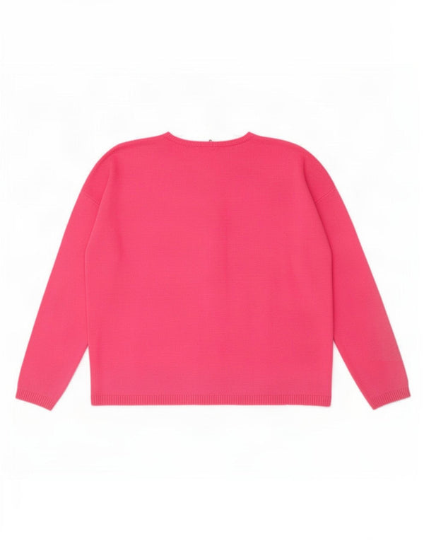 Benetton Mädchen-Pullover mit Grafik, bauchfrei, U-Boot-Ausschnitt, 10–11 Jahre, XL, Rosa