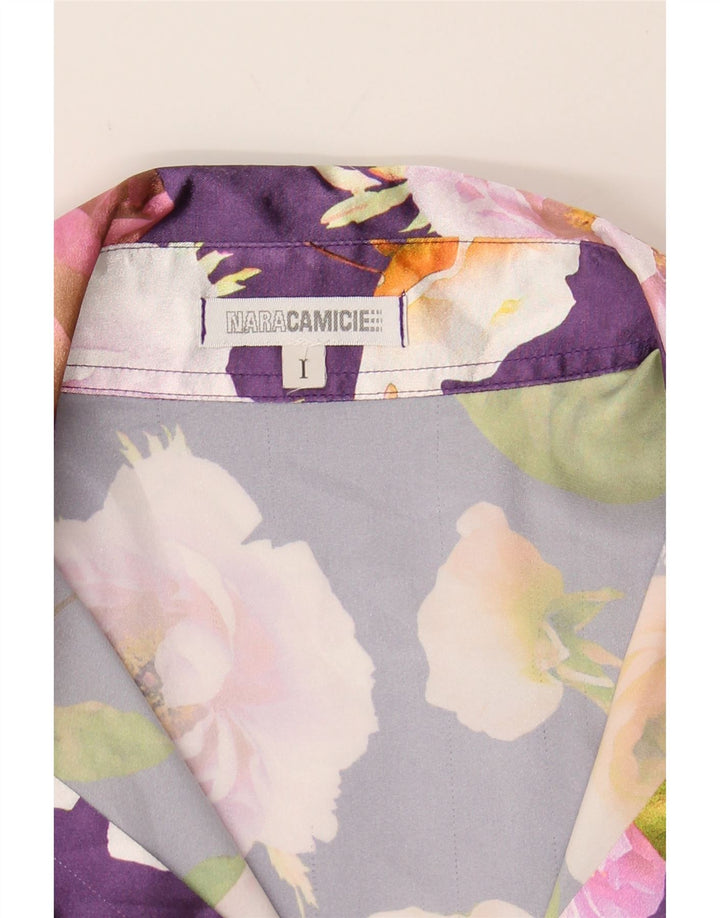 NARACAMICEE Womens Shirt Blouse UK 12 Medium Purple Floral Polyester Vintage Naracamicee and Second-Hand Naracamicee from Messina Hembry 