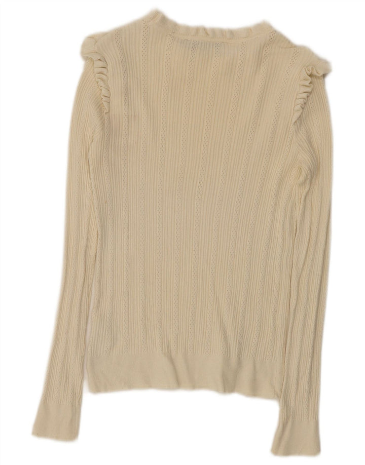 Oasis Damen Top Langarm UK 12 Medium Off White Viskose