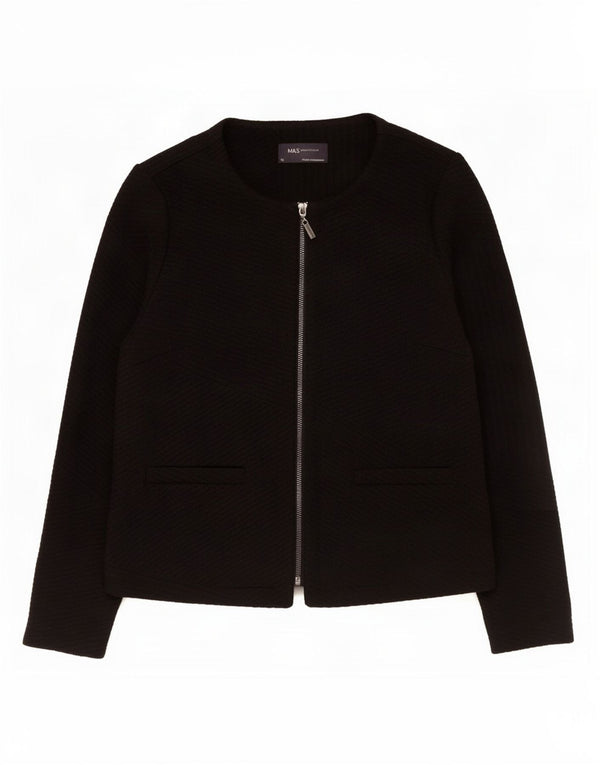 Marks & Spencer Damen-Blazer mit durchgehendem Reißverschluss, UK 12, Mittelschwarz, Polyester