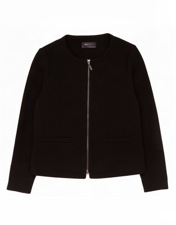 Marks & Spencer Damen-Blazer mit durchgehendem Reißverschluss, UK 12, Mittelschwarz, Polyester