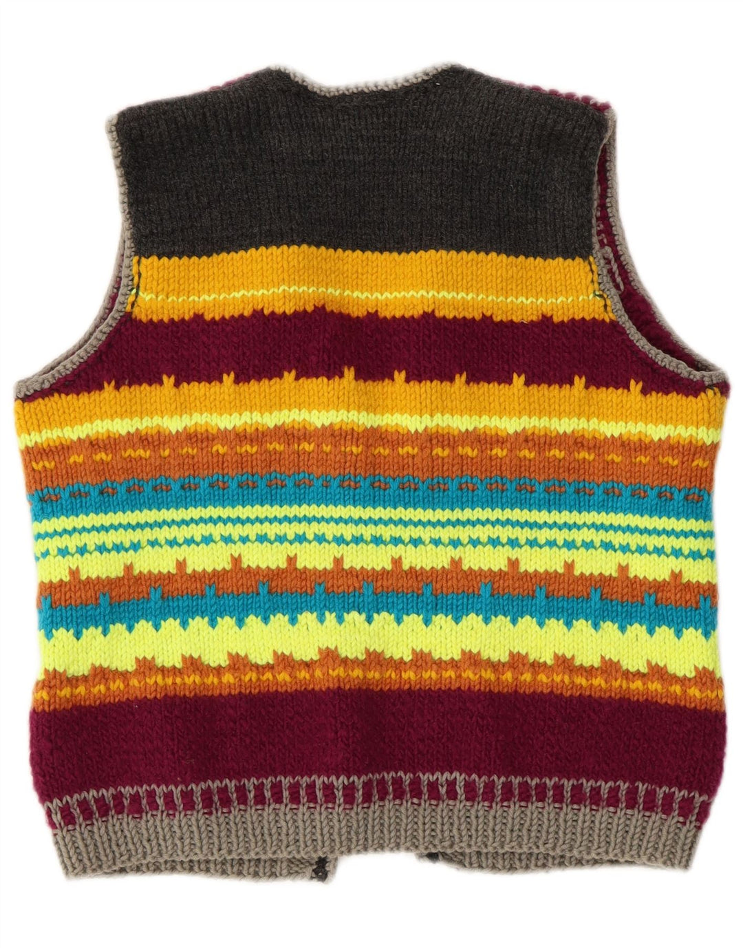 VINTAGE Damen Crop Cardigan Pullover UK 14 Medium Mehrfarbig gestreift