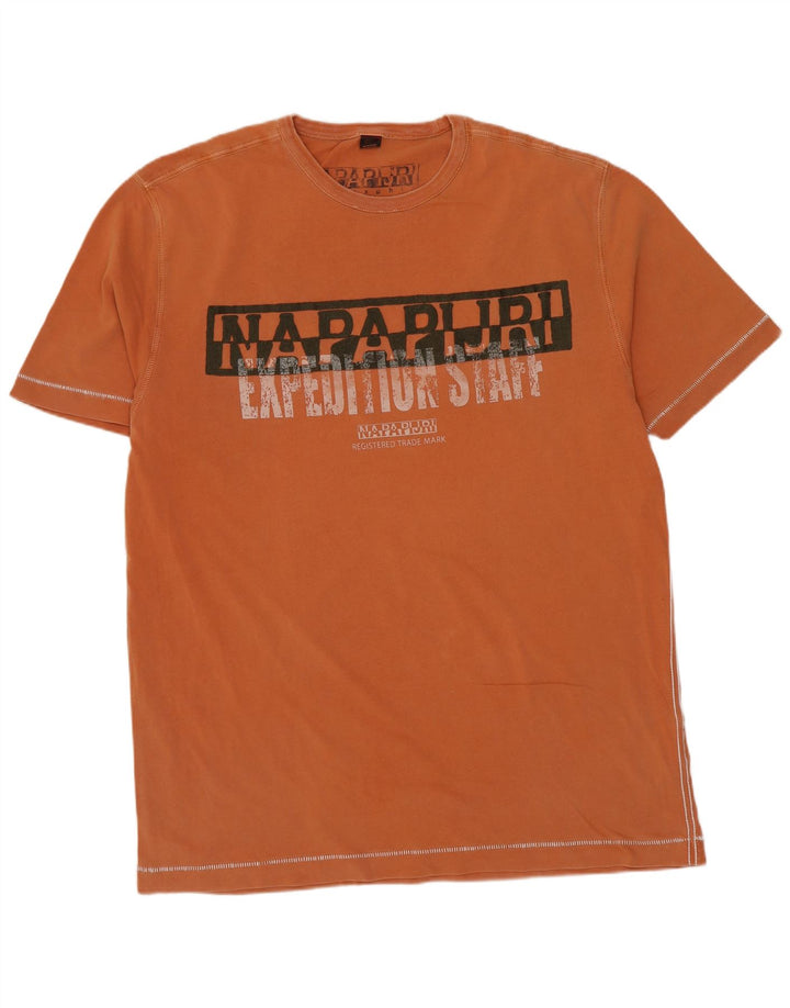 NAPAPIJRI Herren Grafik T-Shirt Top 2XL Orange Baumwolle