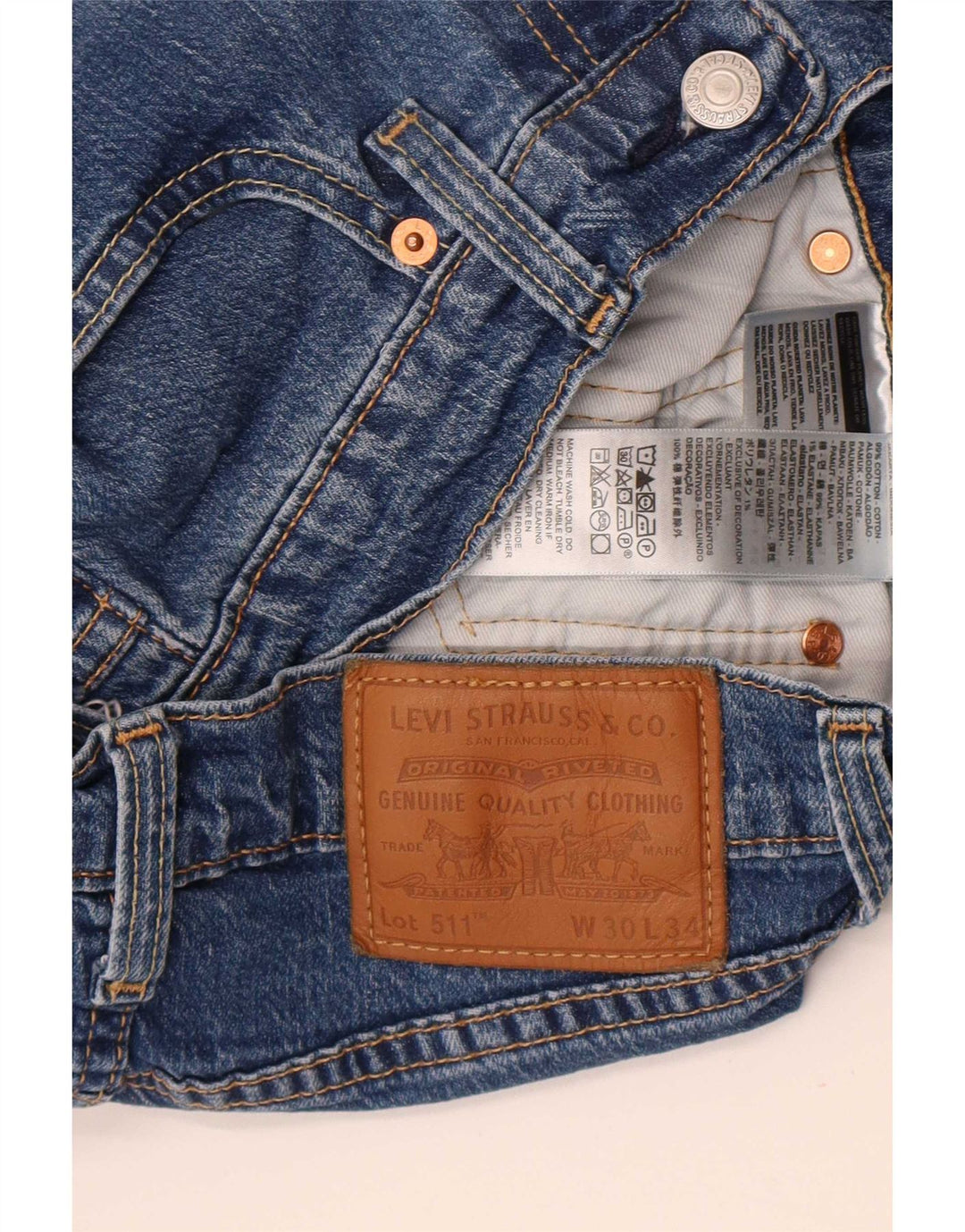 Levi's Herren 511 Slim Jeans W30 L34 Blaue Baumwolle