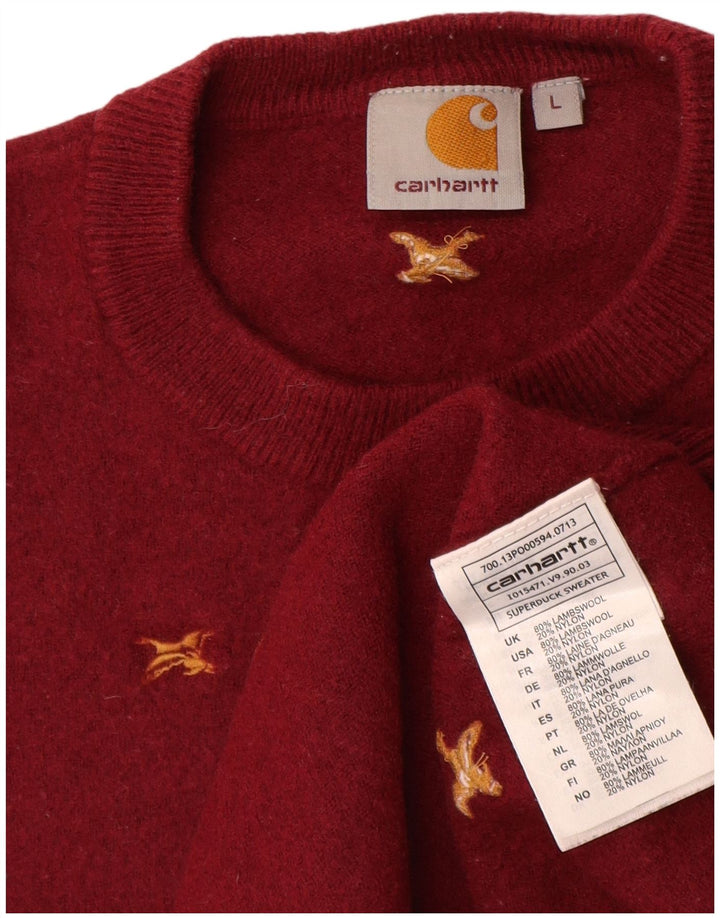 Carhartt Damen Pullover mit abstraktem Muster und Rundhalsausschnitt, Gr. 14, Rot