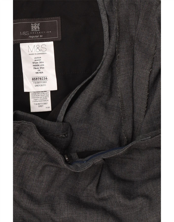 Marks & Spencer Herren-Anzughose mit gerader Passform, gerade Passform, W36, L31, graue Wolle