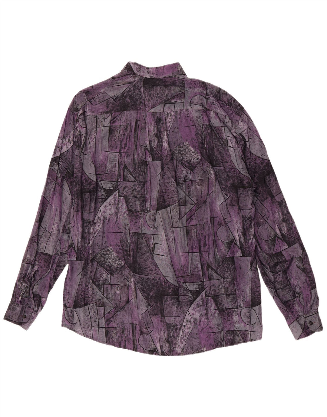 Walter Wolf Herrenhemd Größe 43 Große lila geometrische Viskose