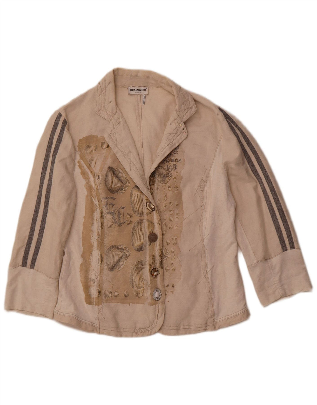 ELISA CAVALETTI Damen-Blazerjacke mit 3/4-Ärmeln, UK 14, Größe L, Beige
