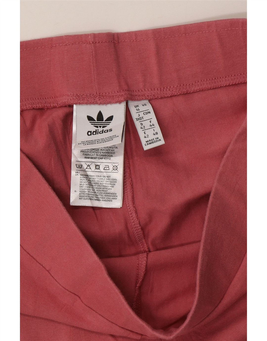 ADIDAS Damen Leggings UK 16 Große rosa Baumwolle