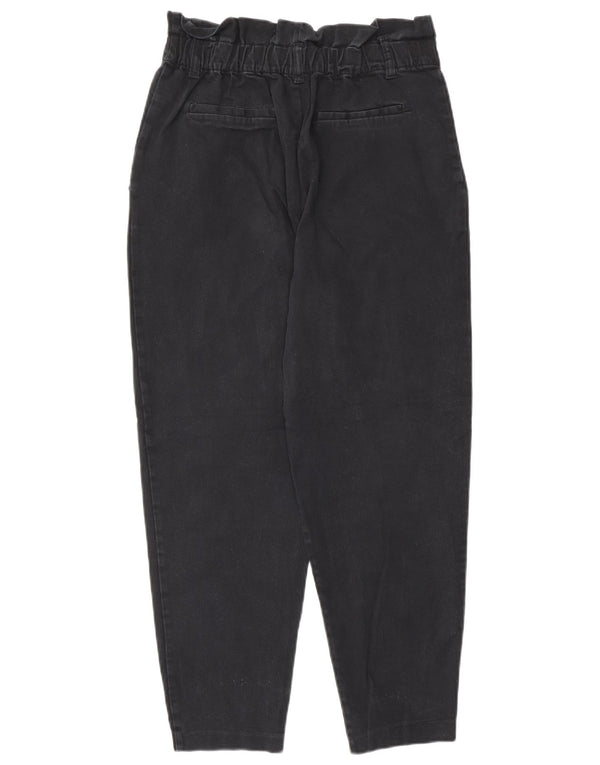 Zara Damen Crop High Waist Tapered Jeans Small W26 L25 Schwarze Baumwolle