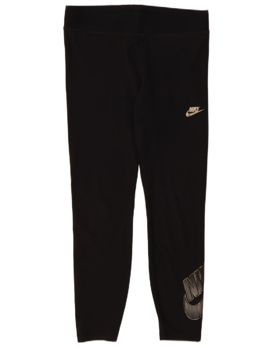 NIKE Damen Graphic Leggings UK 18 XL Schwarz Baumwolle