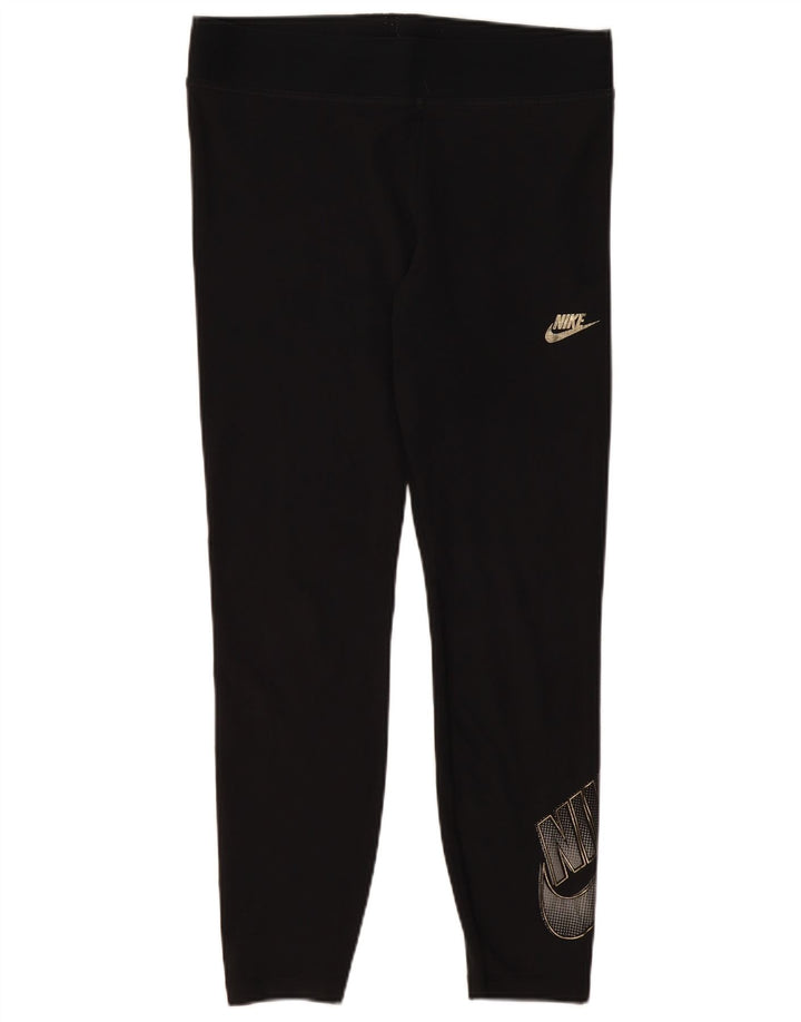 NIKE Damen Graphic Leggings UK 18 XL Schwarz Baumwolle