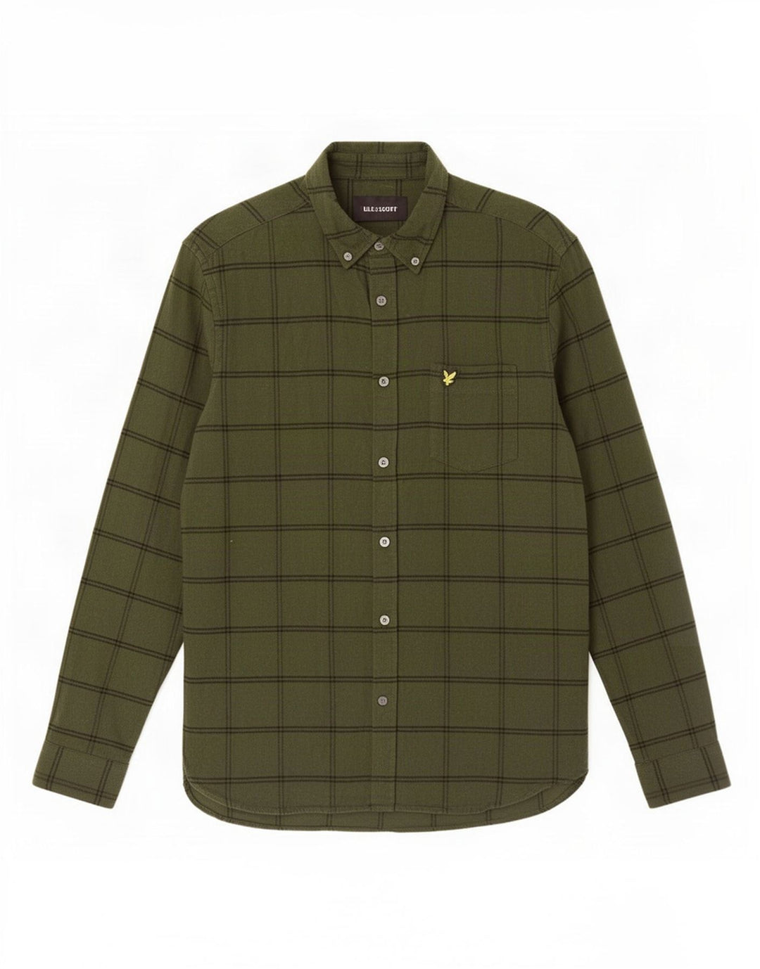 Lyle & Scott Herren-Flanellhemd, Mittelkhaki, kariert, Baumwolle