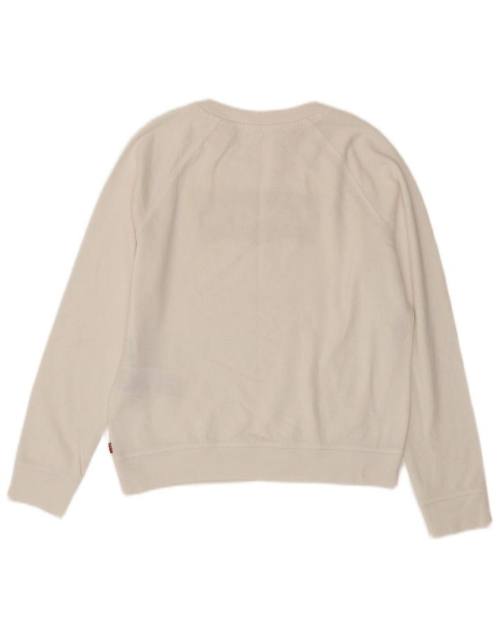 Levi's Damen-Sweatshirt in Übergröße mit Grafik, UK 10, Größe S, weiße Baumwolle