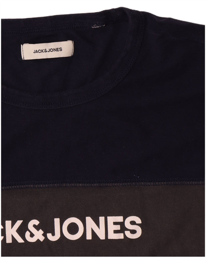Jack & Jones Herren-T-Shirt mit Grafik, Mittelgrau, Farbblock