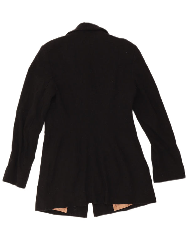 Massimo Dutti Damen 4-Knopf-Blazerjacke EU 38 Kleine schwarze Wolle