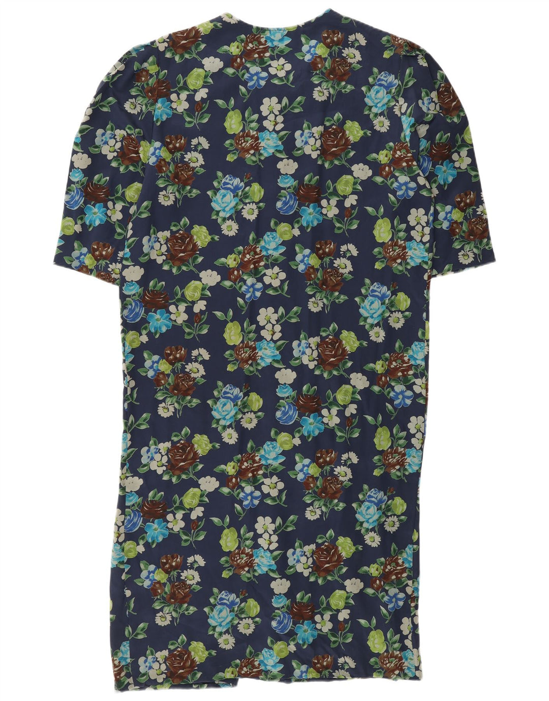 Vintage Damen Etuikleid UK 12 Medium Marineblau Blumenseide