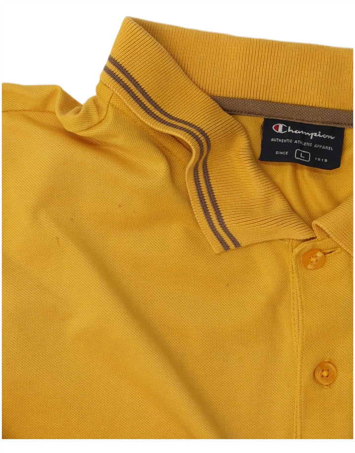 CHAMBERS Mens Polo Shirt Large Yellow
