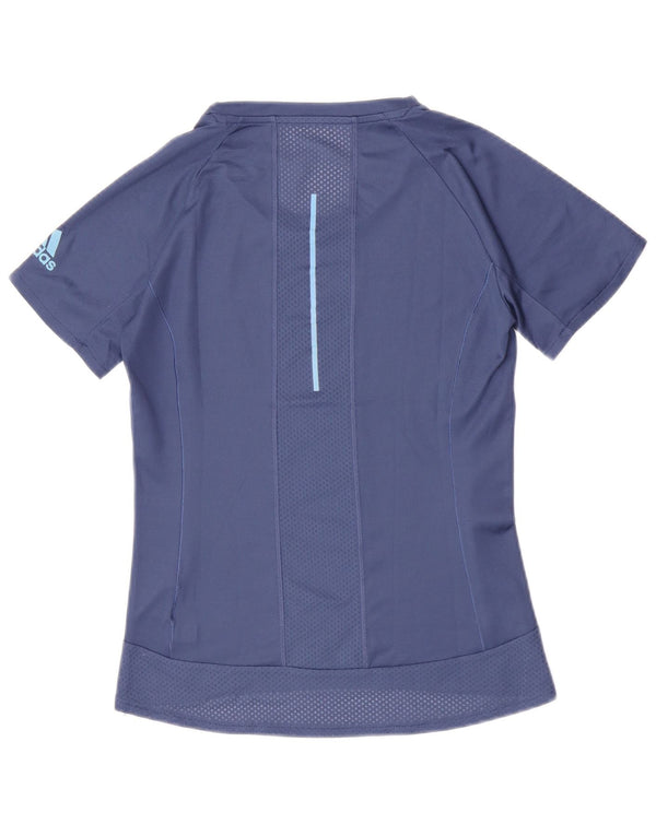 Adidas Damen Aeroready T-Shirt Top UK 4/6 XS Blau Polyester