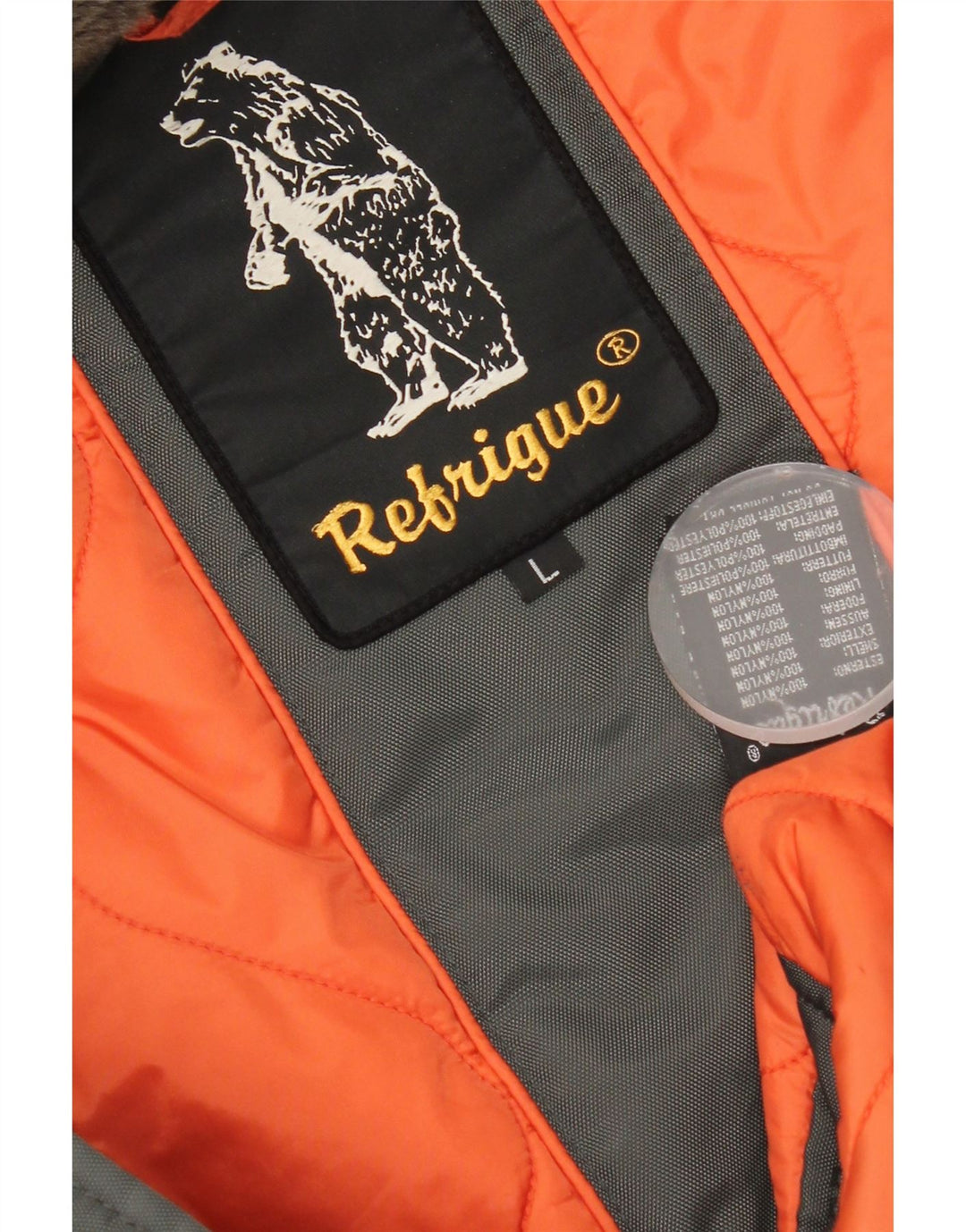 Refrigue Herren-Parka mit Kapuze, Größe 40, großes graues Nylon