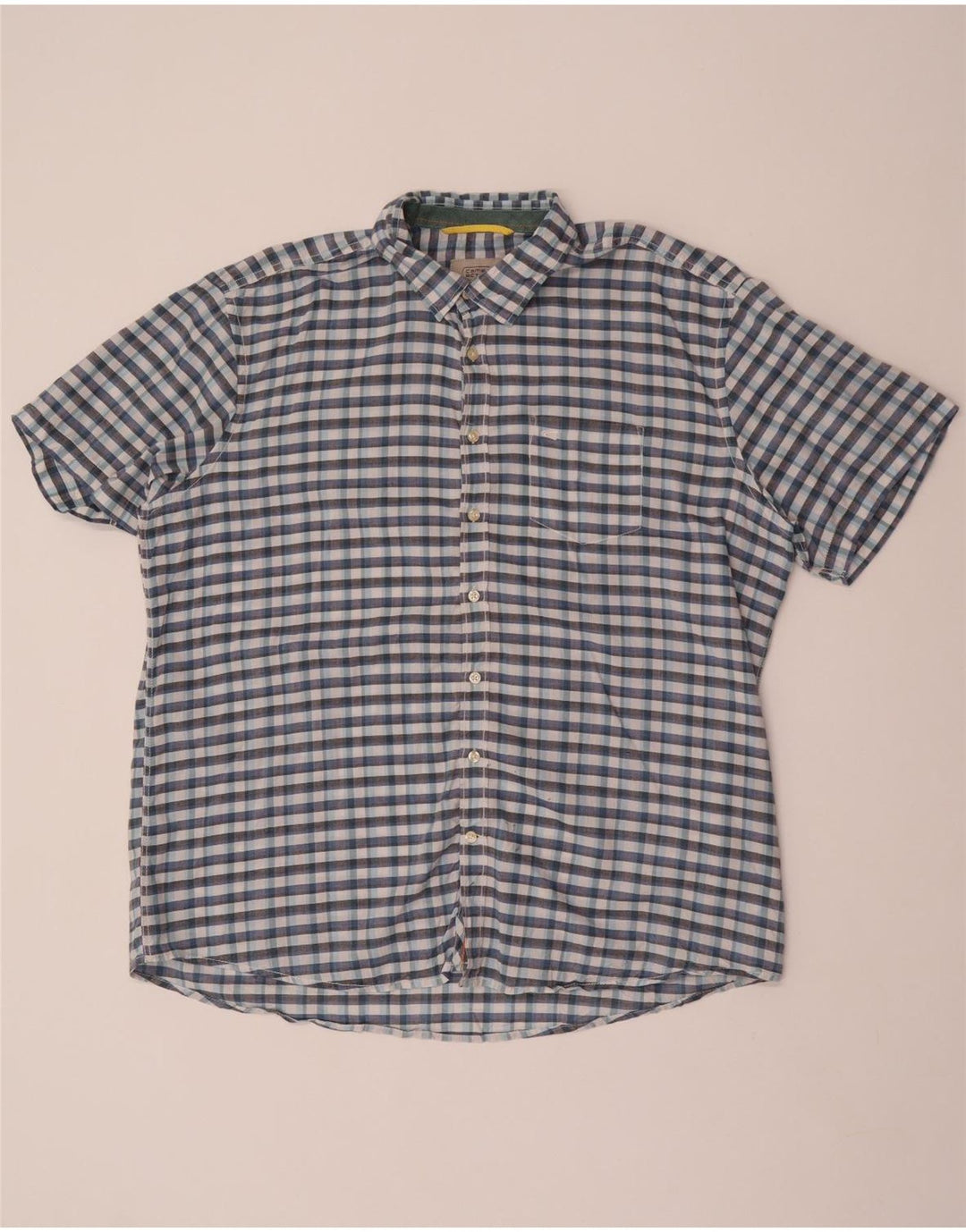Camel Active Herren-Kurzarmhemd mit normaler Passform, XL, blau kariert, Baumwolle