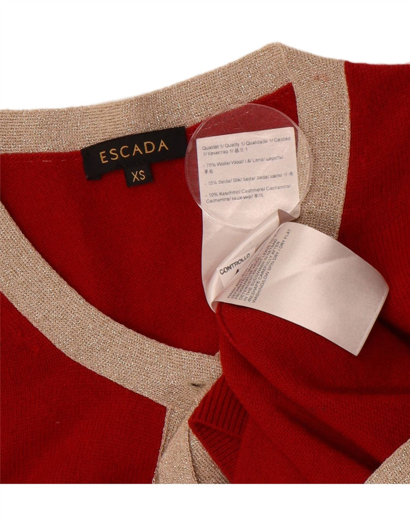 ESCADA Womens Crop Cardigan Sweater UK 6 XS Red Wool Vintage Escada and Second-Hand Escada from Messina Hembry 