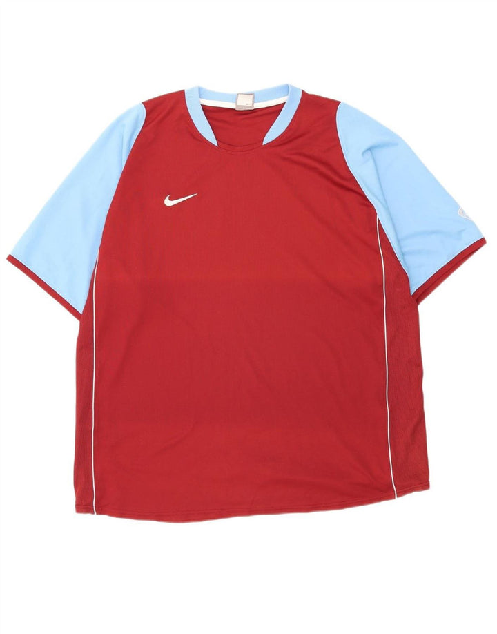 NIKE Mens T-Shirt Top UK 47/48 2XL Red Colourblock Polyester