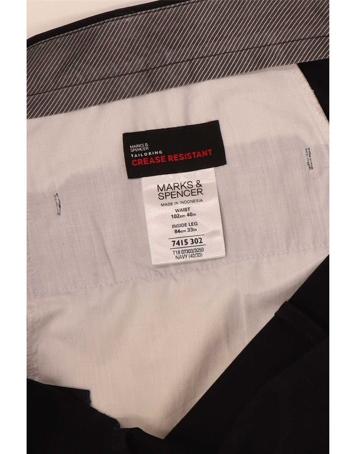 Marks & Spencer Herren-Anzughose mit Pegged-Anzug, W40 L33, marineblaues Polyester