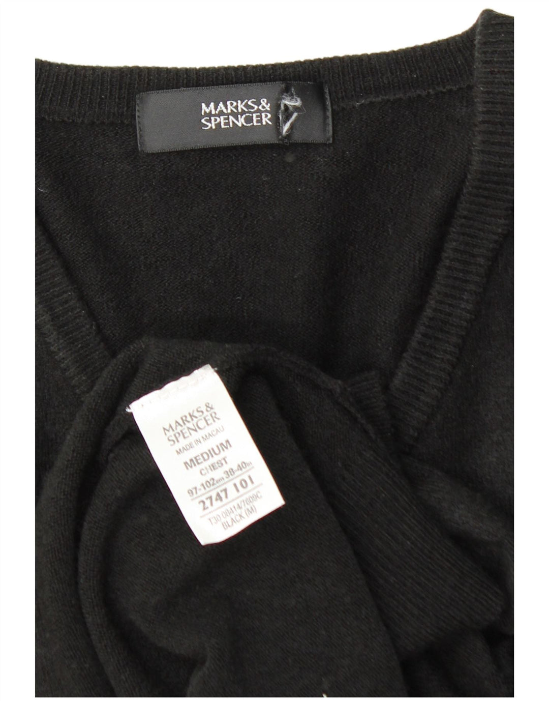 Marks & SPENCER Herren-Pullover mit V-Ausschnitt, mittelschwarz, Acryl