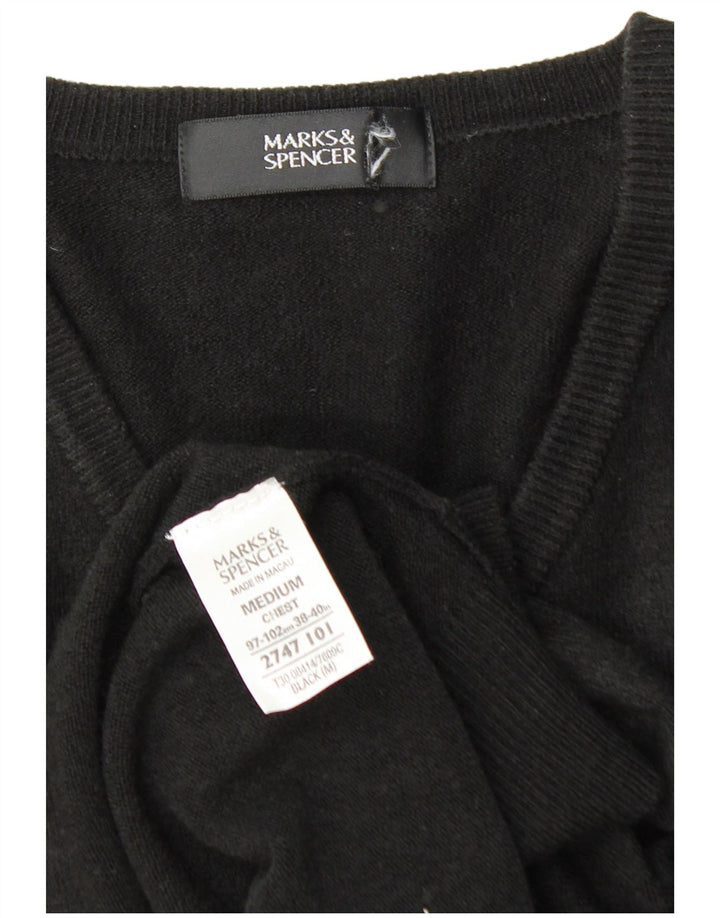 Marks & SPENCER Herren-Pullover mit V-Ausschnitt, mittelschwarz, Acryl