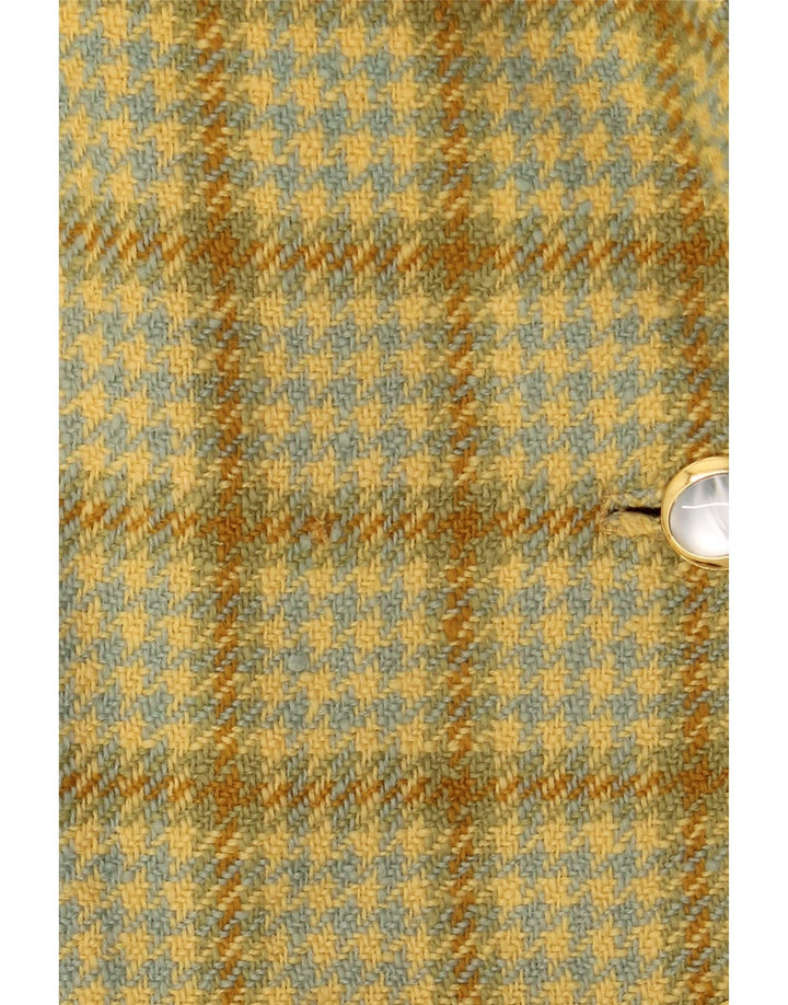 Vintage Damen Zweireihiger Mantel UK 14 Mittelgelber Hahnentritt