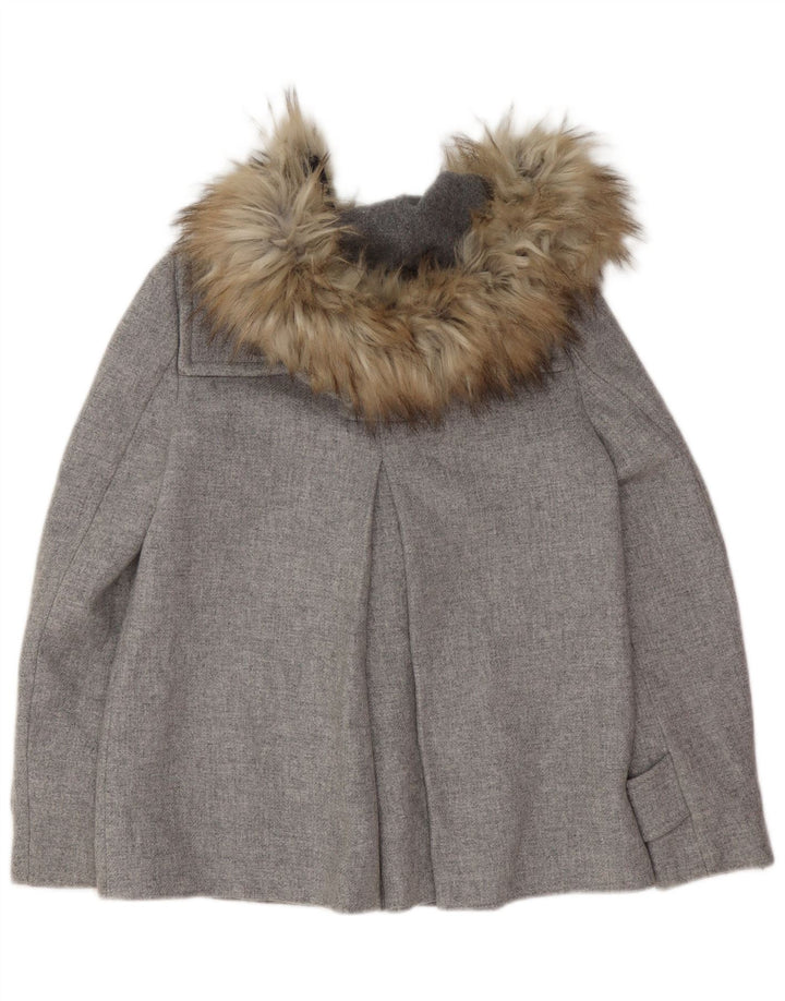 Übergroße Duffle-Jacke mit Kapuze von Zara für Damen, UK 6, XS, graue Wolle