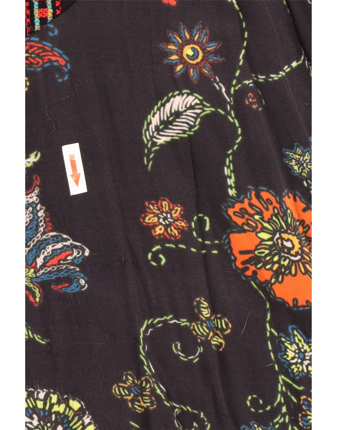 Desigual Damen Tunika-Top UK 12 Mittelschwarz geblümt
