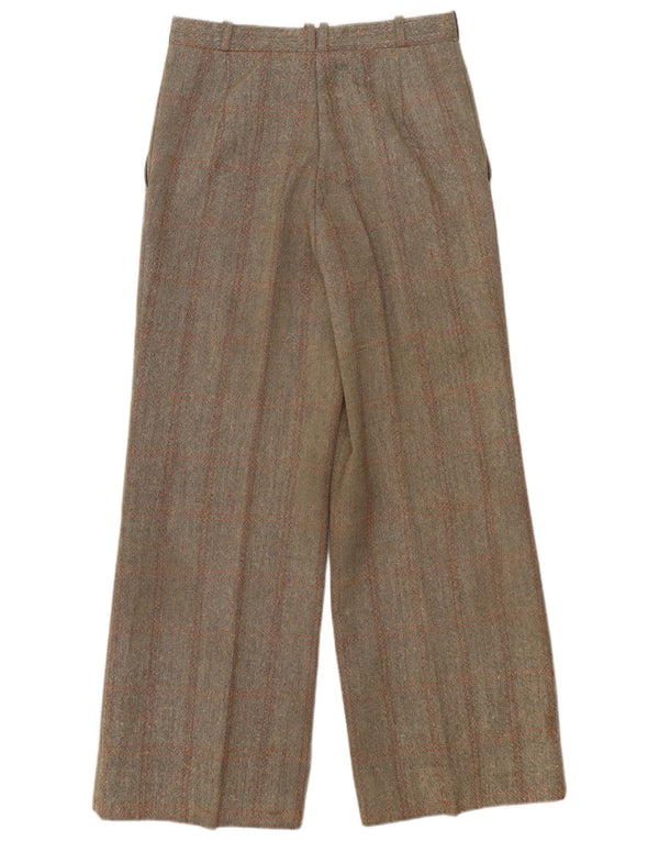 Vintage Damen Chinohose mit weitem Bein W28 L28 Grau kariert