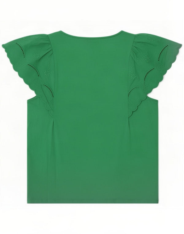 Marks & Spencer Damen-Blusenoberteil UK 16 Large Green Floral Cotton
