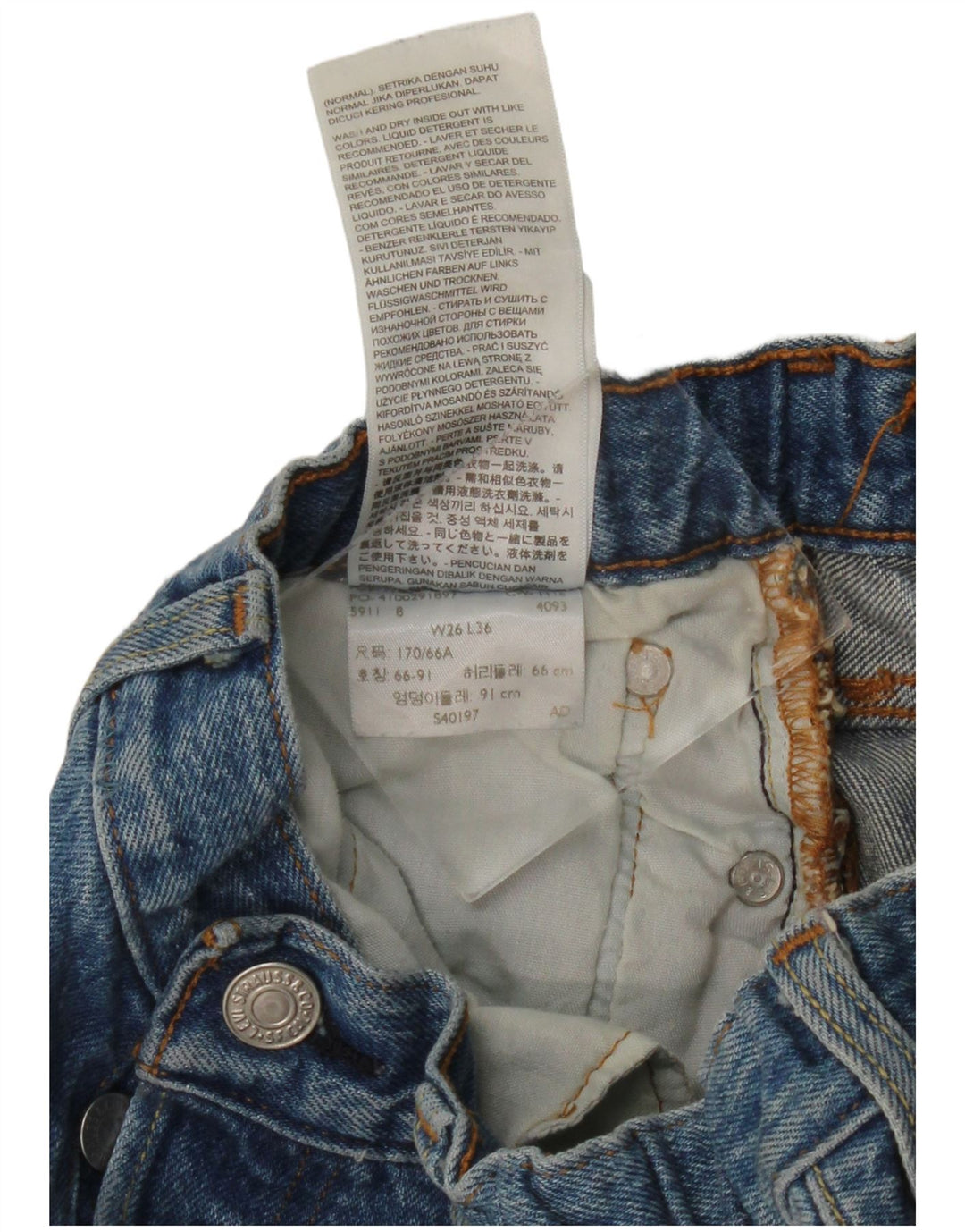 Levi's Damen 501 Straight Jeans W26 L31 Blaue Baumwolle