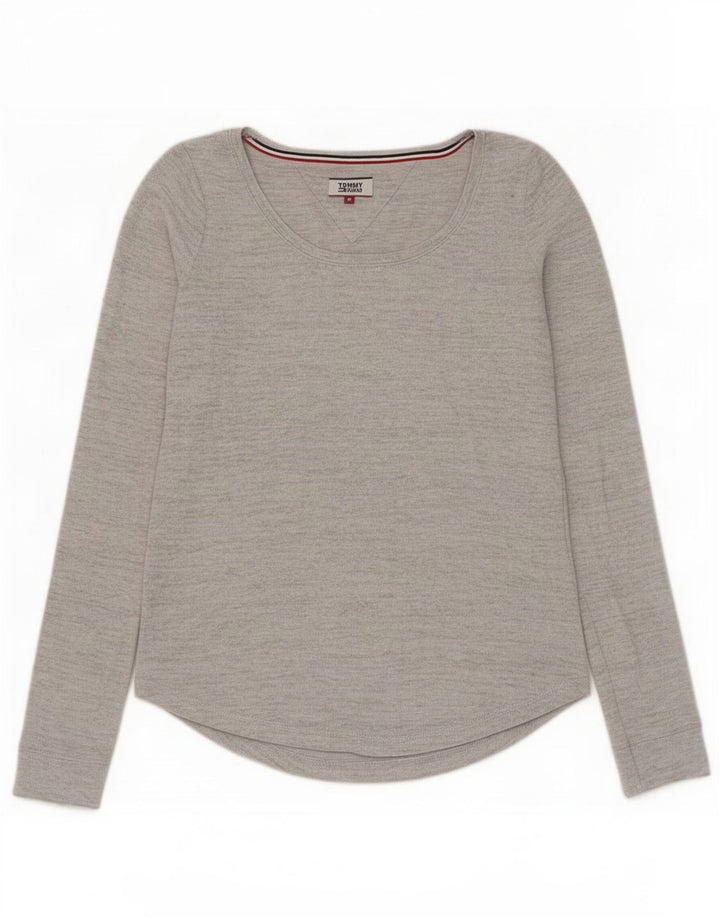 Tommy Hilfiger Damen Top Langarm UK 12 Mittelgrau meliert